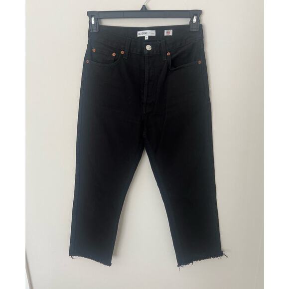 Re/Done Black Raw Hem Straight Leg Jeans size 27 - Picture 2 of 4